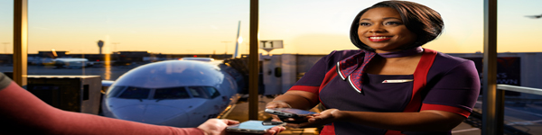 Delta employee initiating priority boarding